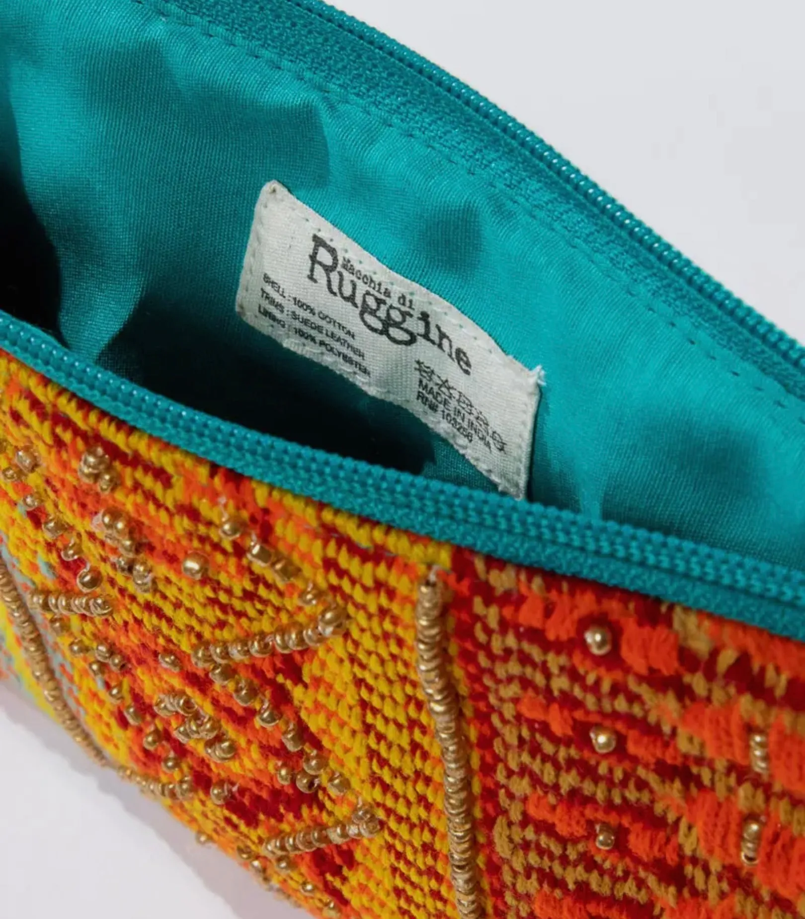 Handbeaded Western Orange Bohemian Clutch