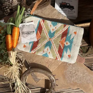 Handmade Beaded Cream Ethnic design clutch and wristlet