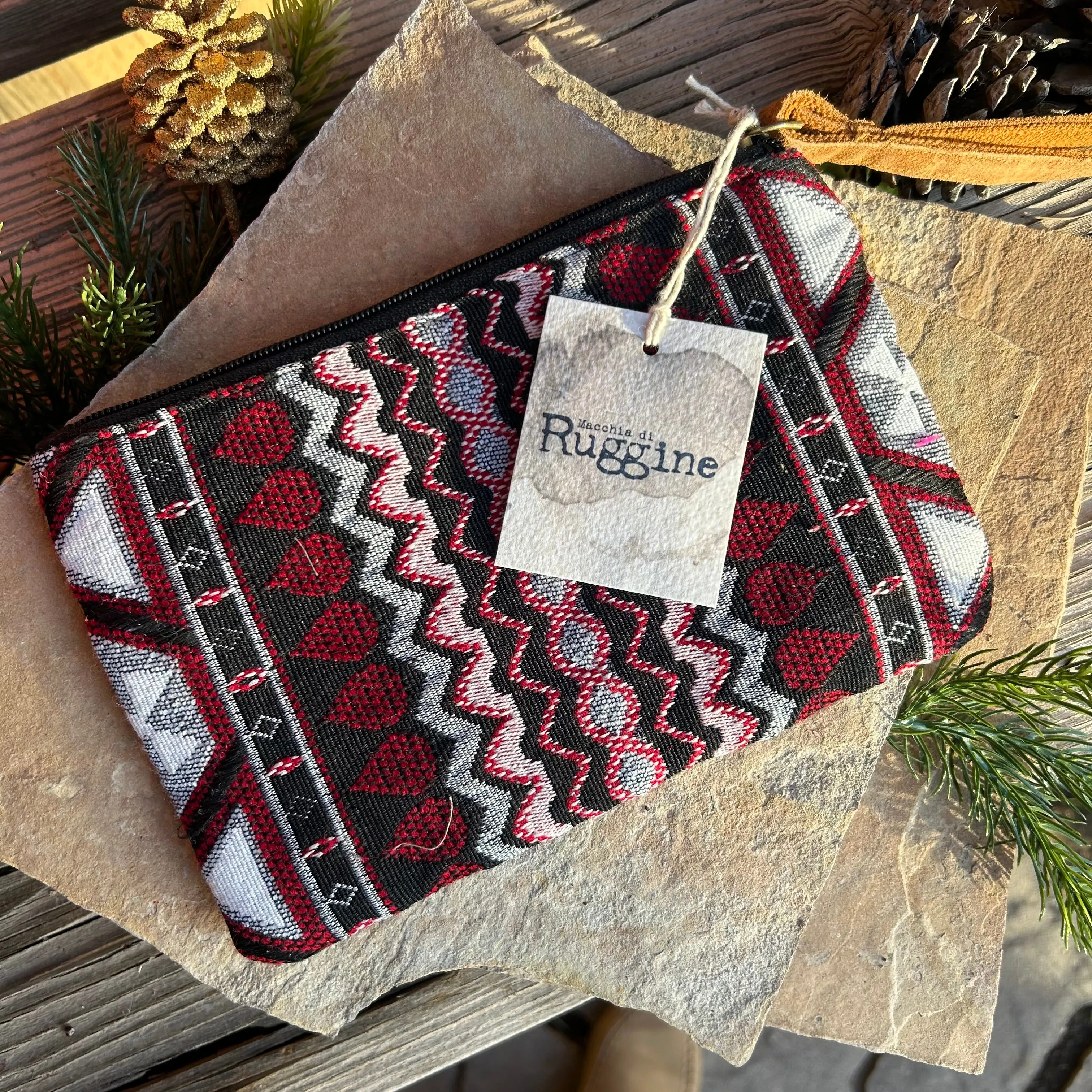 Handmade Beaded Western Bohemian Burgundy Clutch