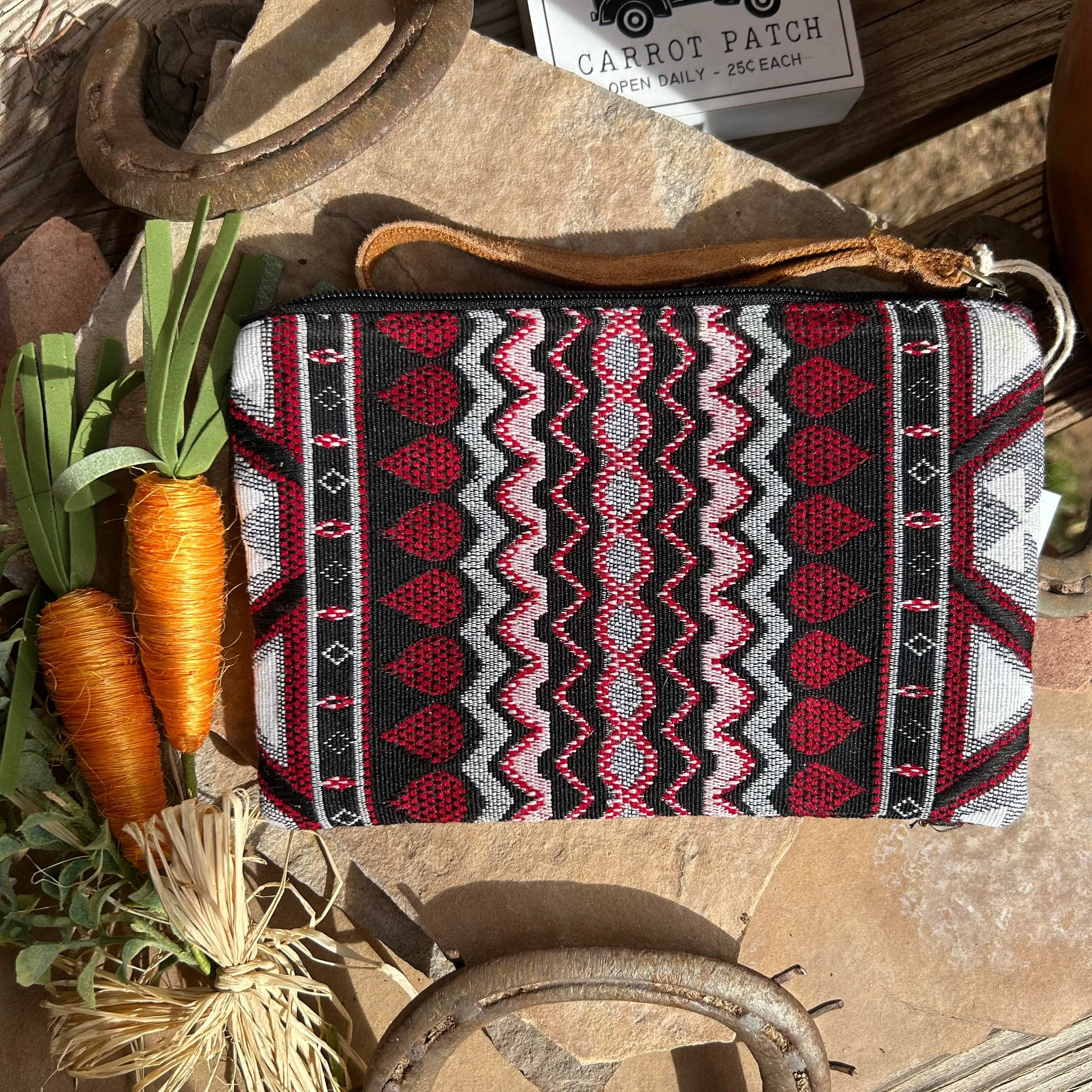 Handmade Beaded Western Bohemian Burgundy Clutch