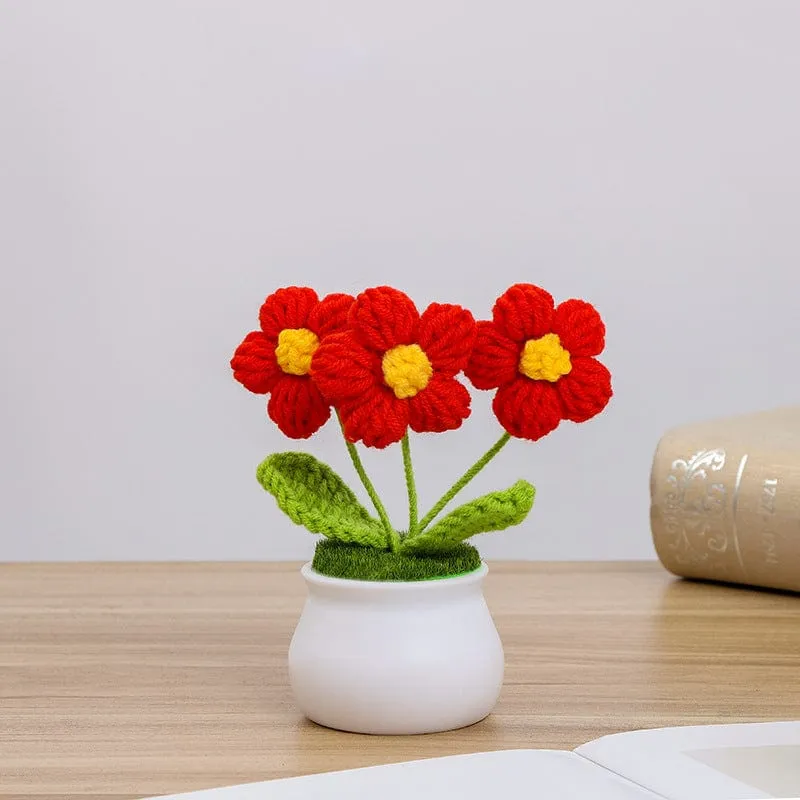 Handmade Crochet Potted Daisy Flower