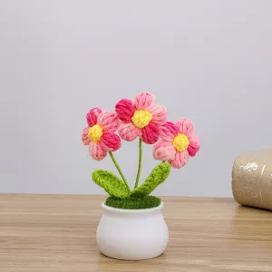 Handmade Crochet Potted Daisy Flower