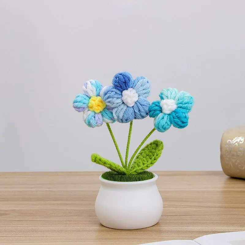 Handmade Crochet Potted Daisy Flower