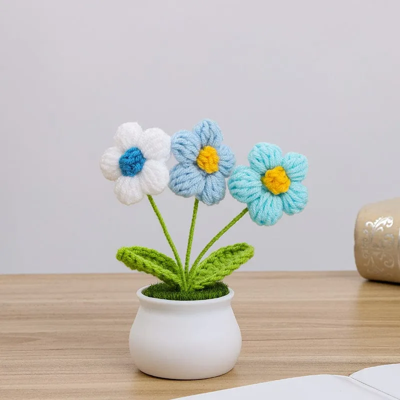 Handmade Crochet Potted Daisy Flower