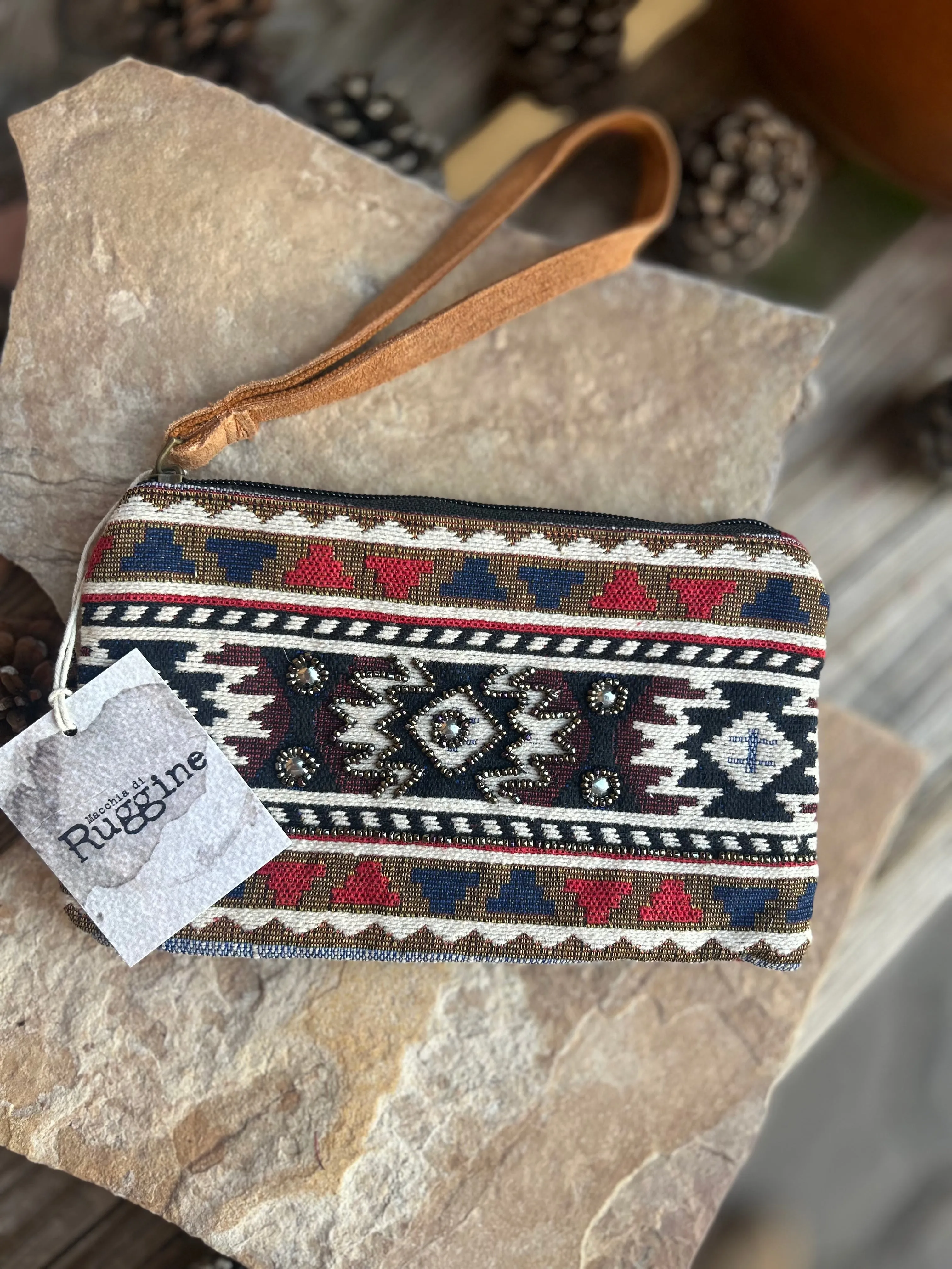 Handmade Ethnic Handbeaded Clutch Gold