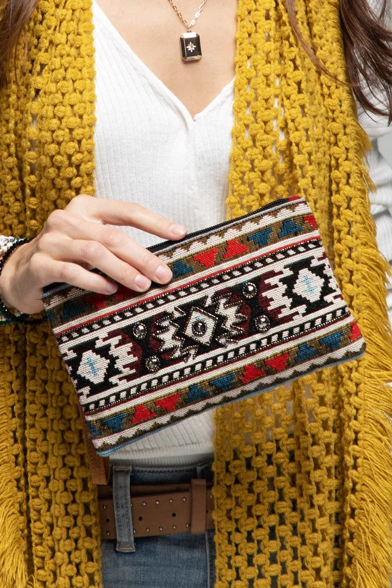 Handmade Ethnic Handbeaded Clutch Gold