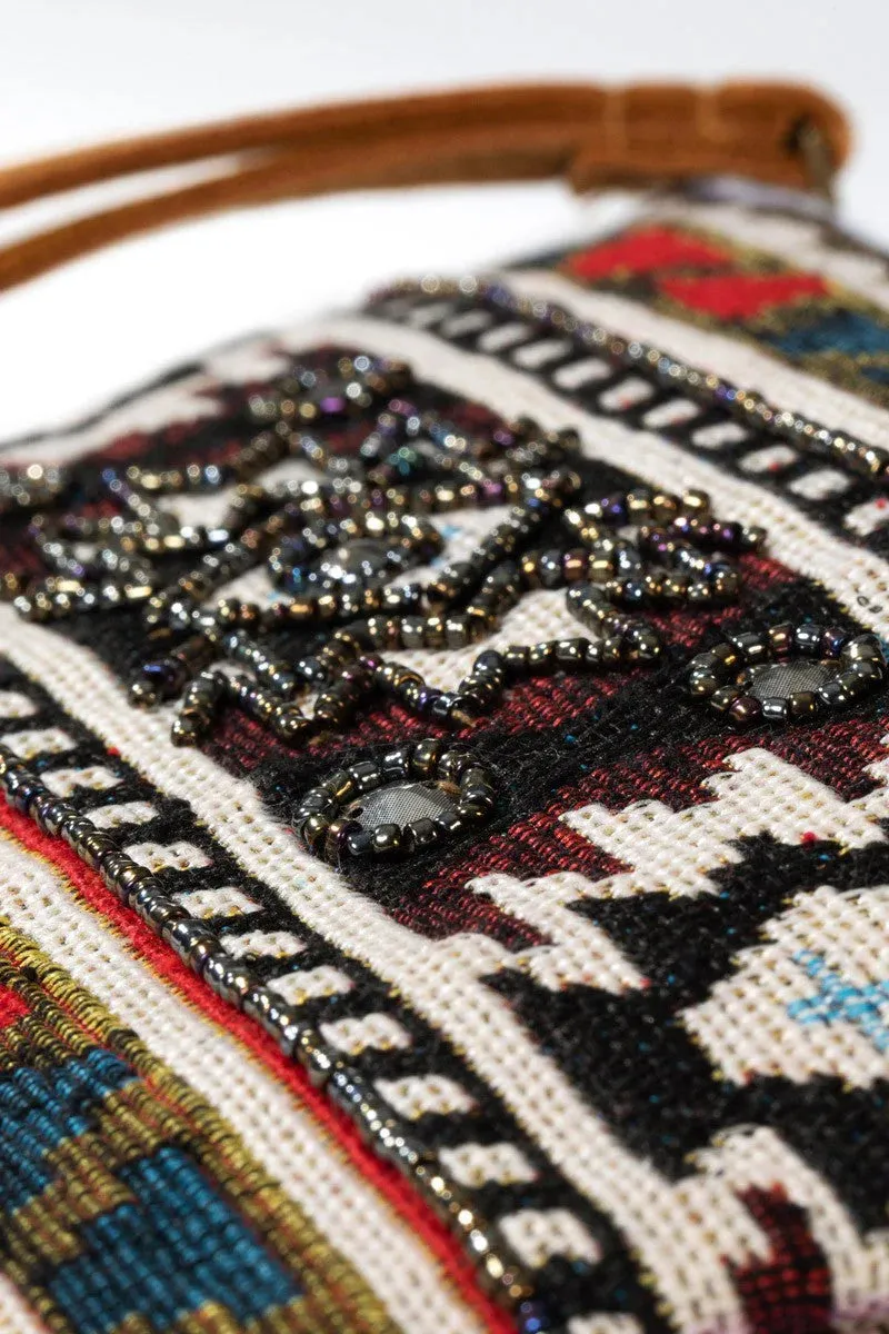 Handmade Ethnic Handbeaded Clutch Gold