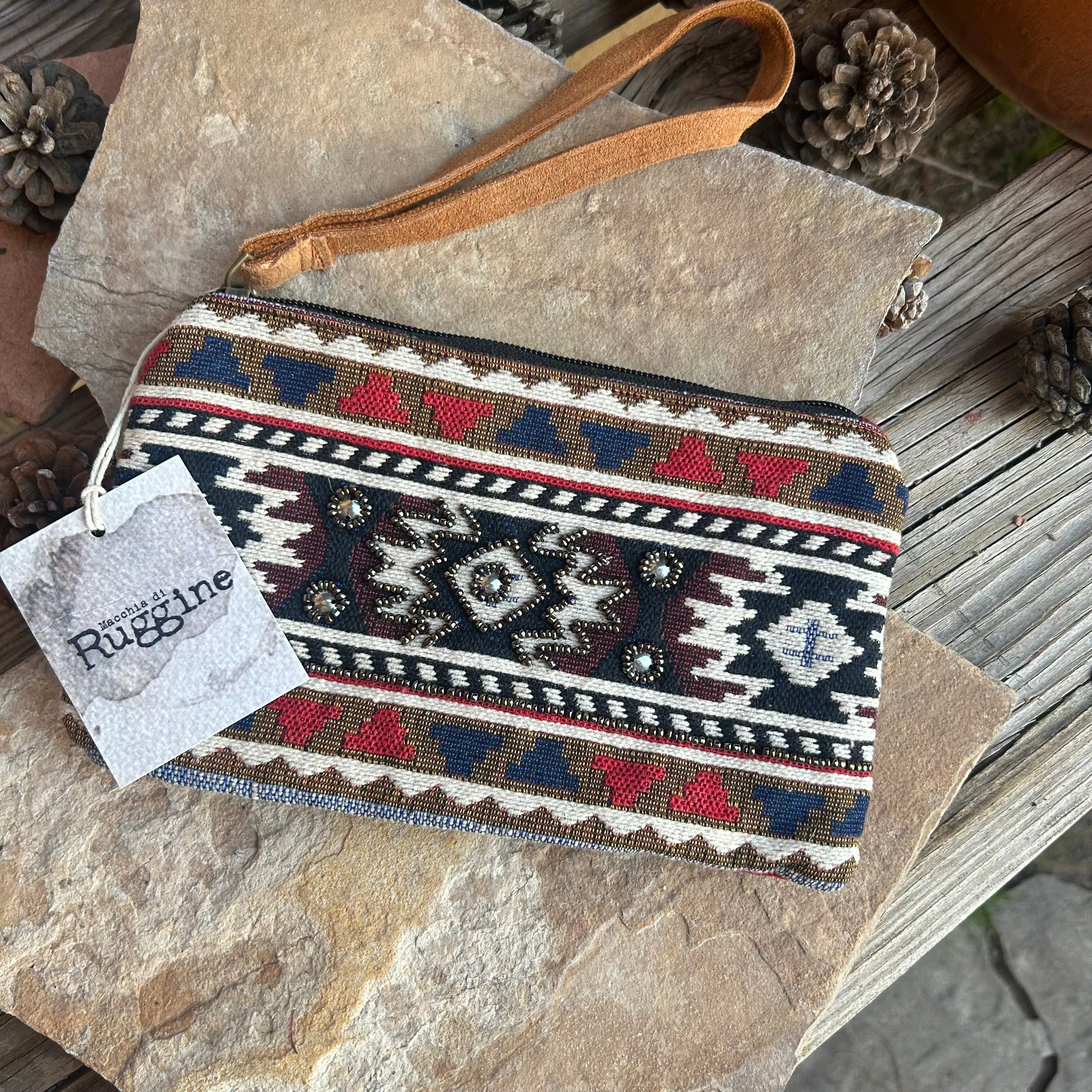 Handmade Ethnic Handbeaded Clutch Gold