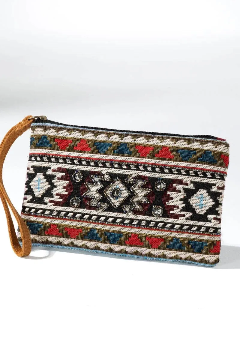 Handmade Ethnic Handbeaded Clutch Gold