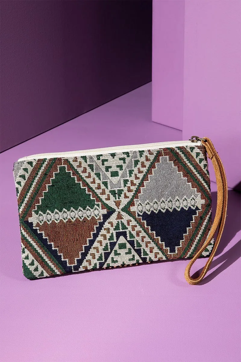 Handmade handbead Ethnic Design Terracotta Clutch