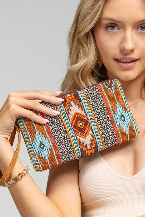Handmade handbead Ethnic Design Terracotta Clutch