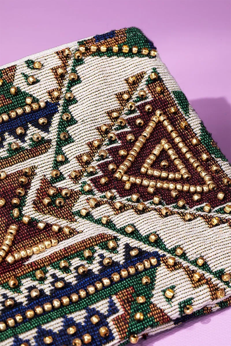 Handmade handbead Ethnic Design Terracotta Clutch