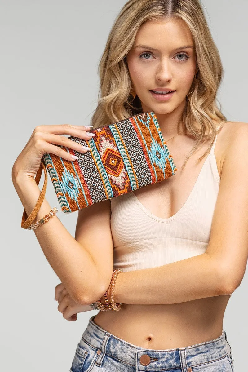 Handmade handbead Ethnic Design Terracotta Clutch