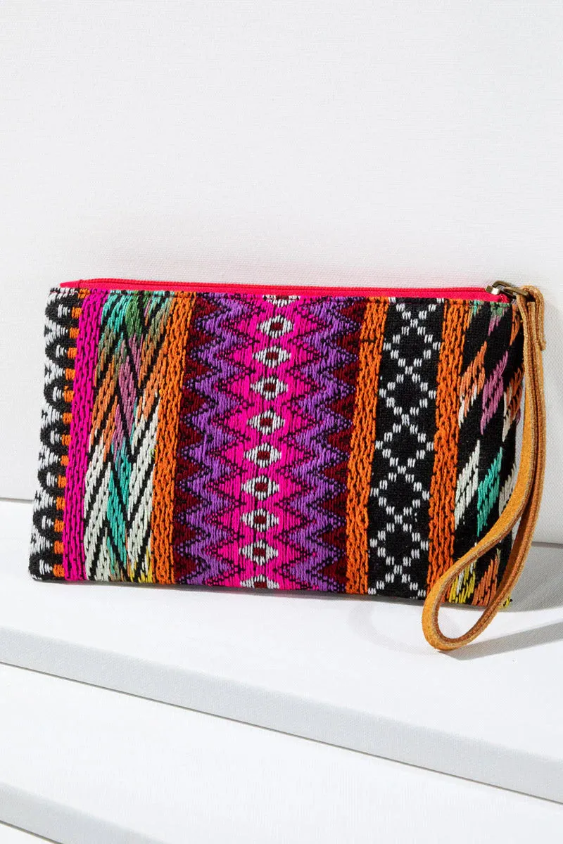 Handmade handbeaded Ethnic Clutch Hot Pink Multi Color
