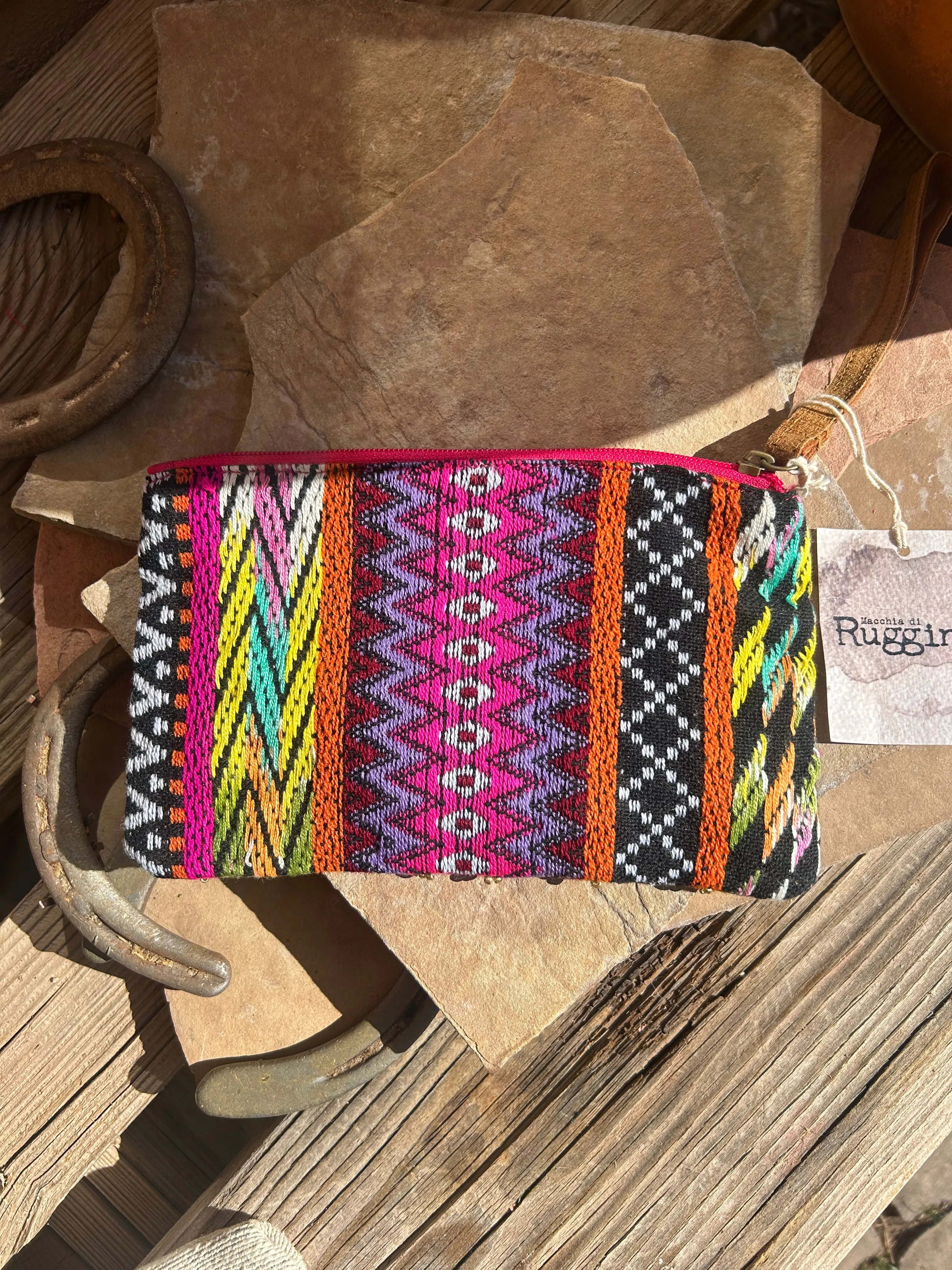 Handmade handbeaded Ethnic Clutch Hot Pink Multi Color