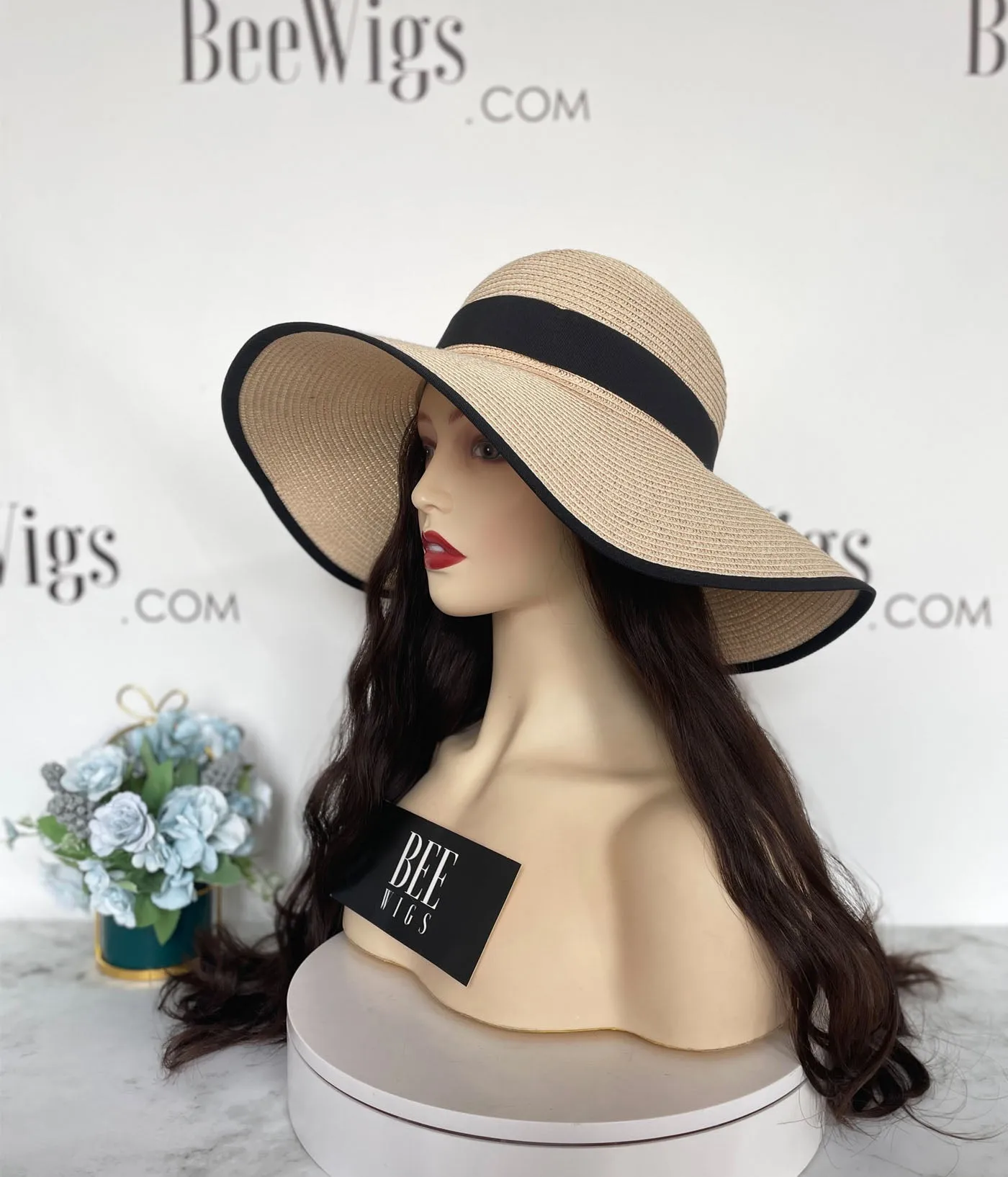 Hat Fall Wig Human Hair Long Brown Hat Fall Sheitel