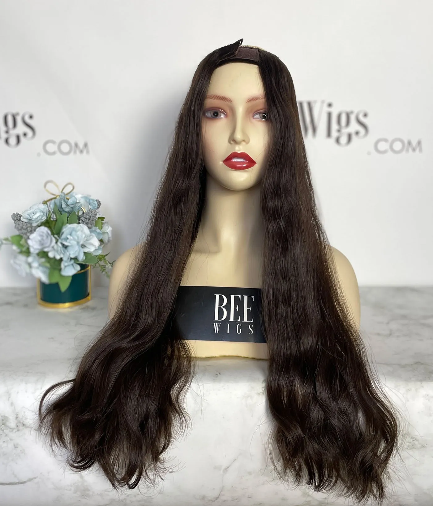 Hat Fall Wig Human Hair Long Brown Hat Fall Sheitel