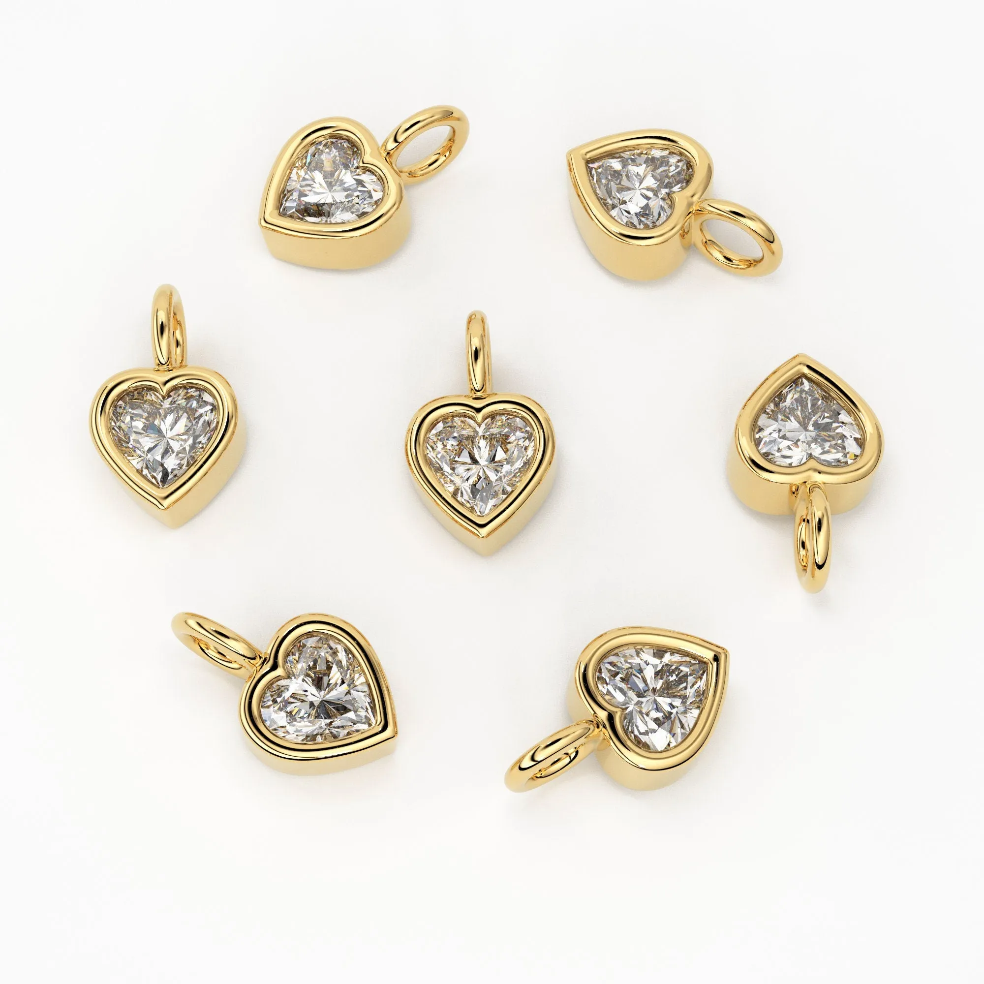 Heart Diamond Charm Pendant / 14k 18k Solid Gold Pendant / Heart Diamond Pendant / Christmas Sale