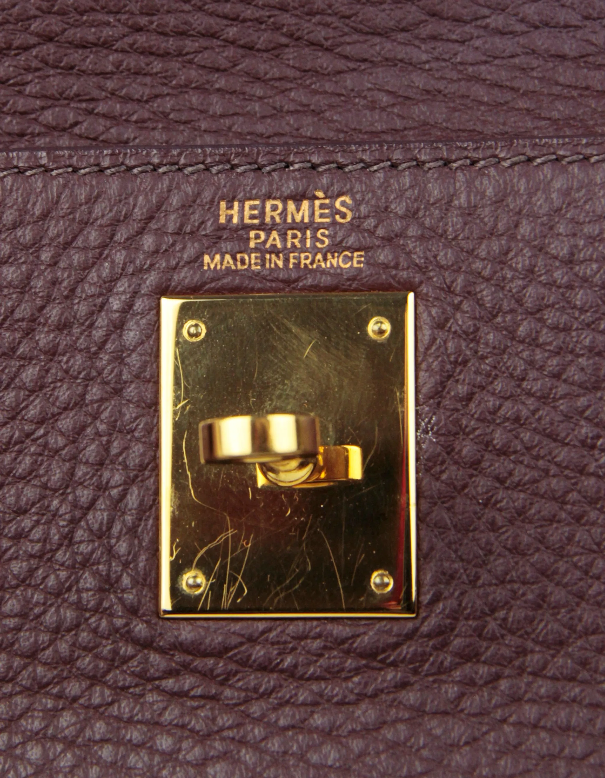 Hermes 32cm Brown Clemence Kelly Bag GHW