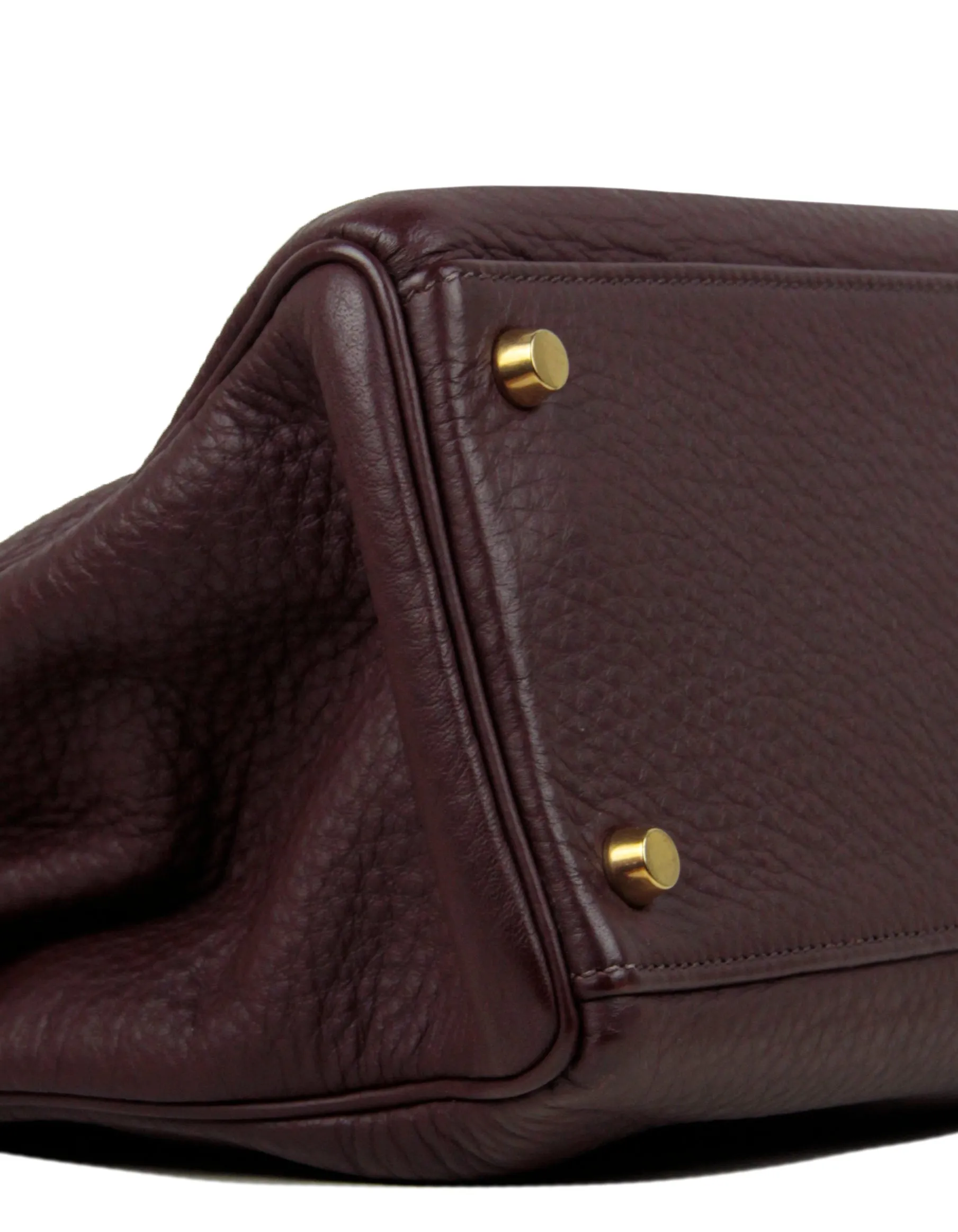 Hermes 32cm Brown Clemence Kelly Bag GHW