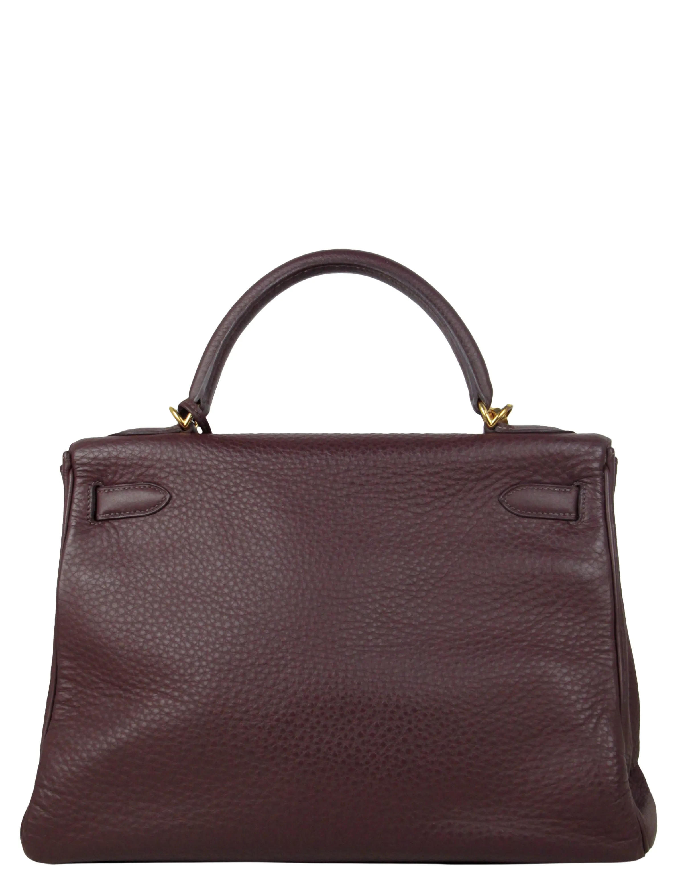 Hermes 32cm Brown Clemence Kelly Bag GHW