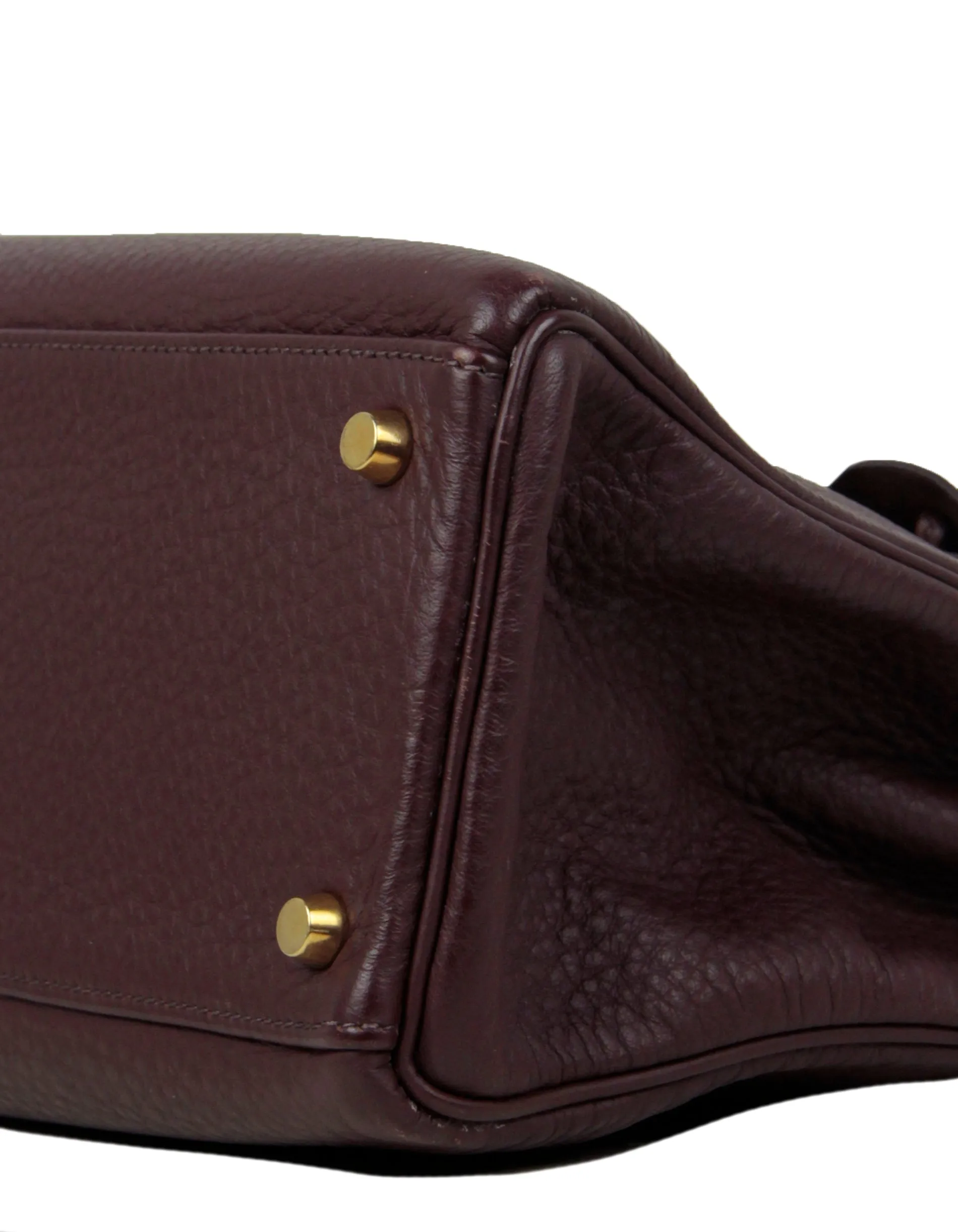 Hermes 32cm Brown Clemence Kelly Bag GHW