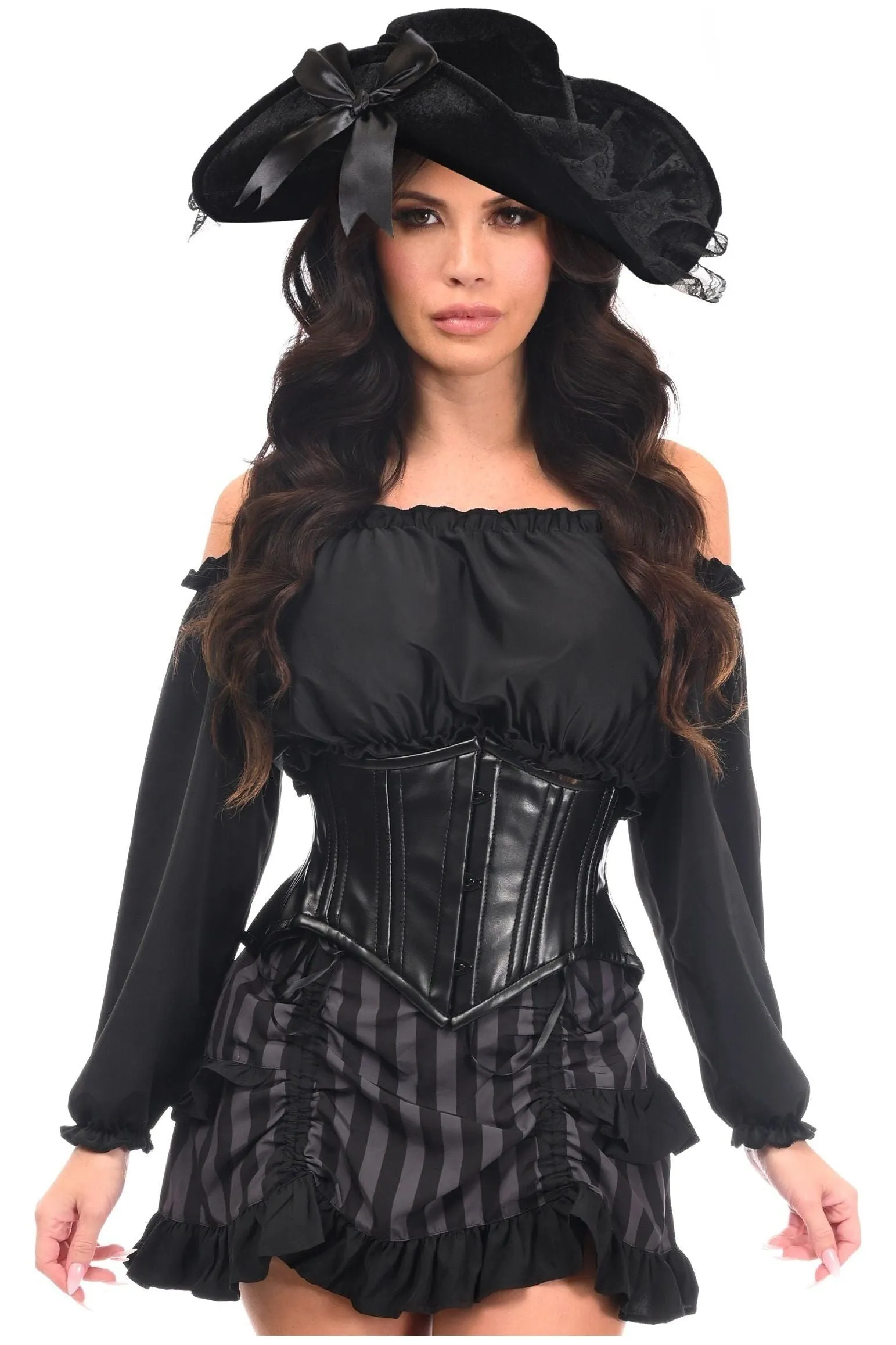 High End 4-Piece Striped Corset Pirate Costume