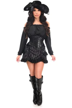 High End 4-Piece Striped Corset Pirate Costume