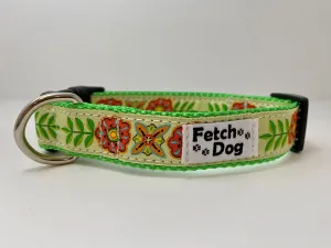 Hippie Button Flower Dog Collar