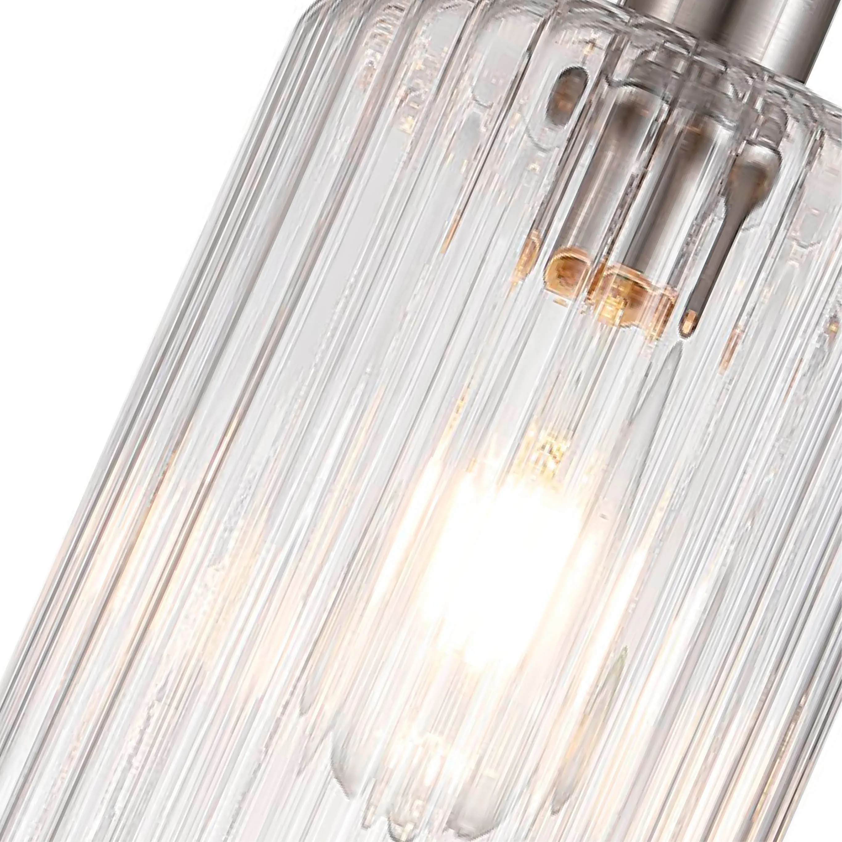 Holt 1 Light Fluted Glass Pendant Stainless Steel Ceiling Light