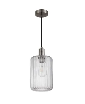 Holt 1 Light Fluted Glass Pendant Stainless Steel Ceiling Light