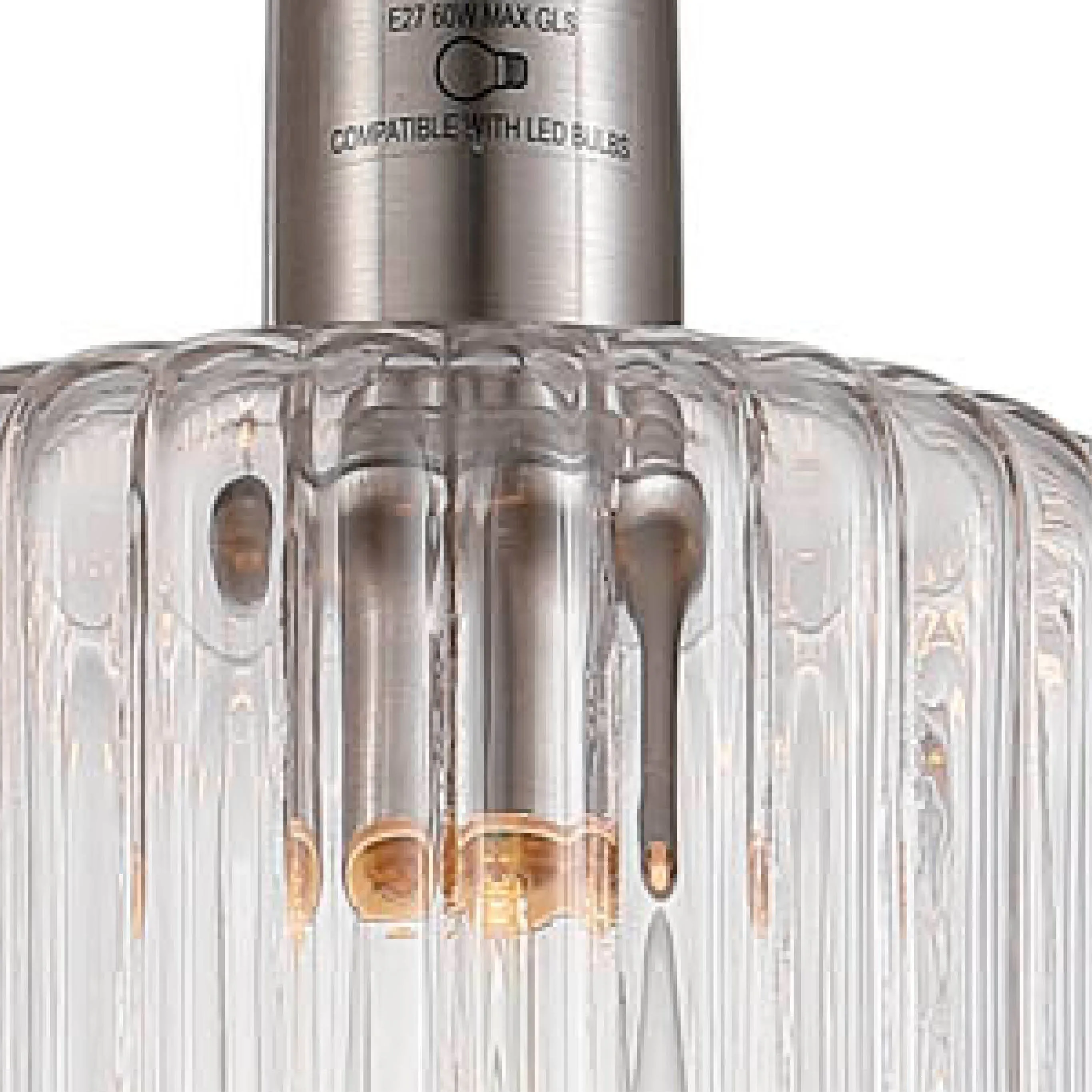 Holt 1 Light Fluted Glass Pendant Stainless Steel Ceiling Light
