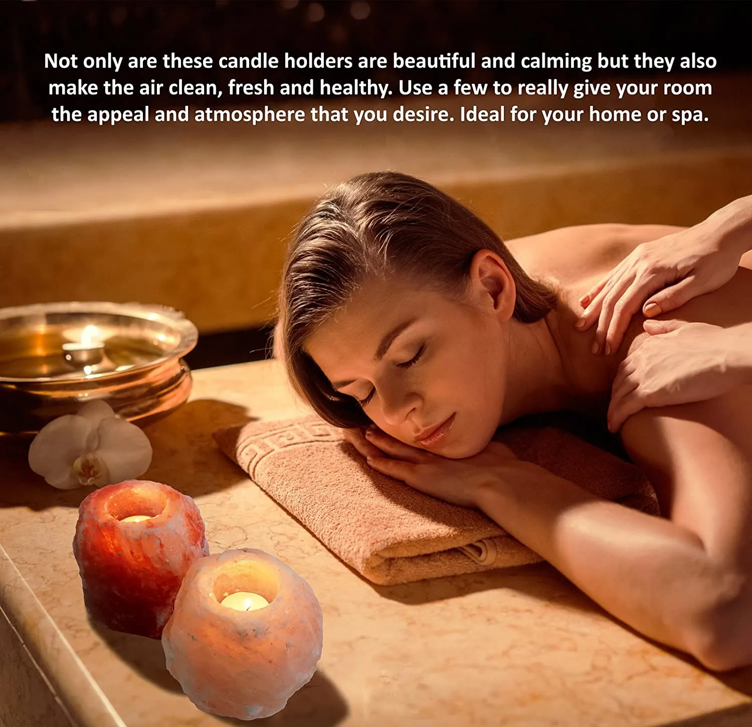 Homlly Natural Himalayan Salt Tea Light Candle Holder