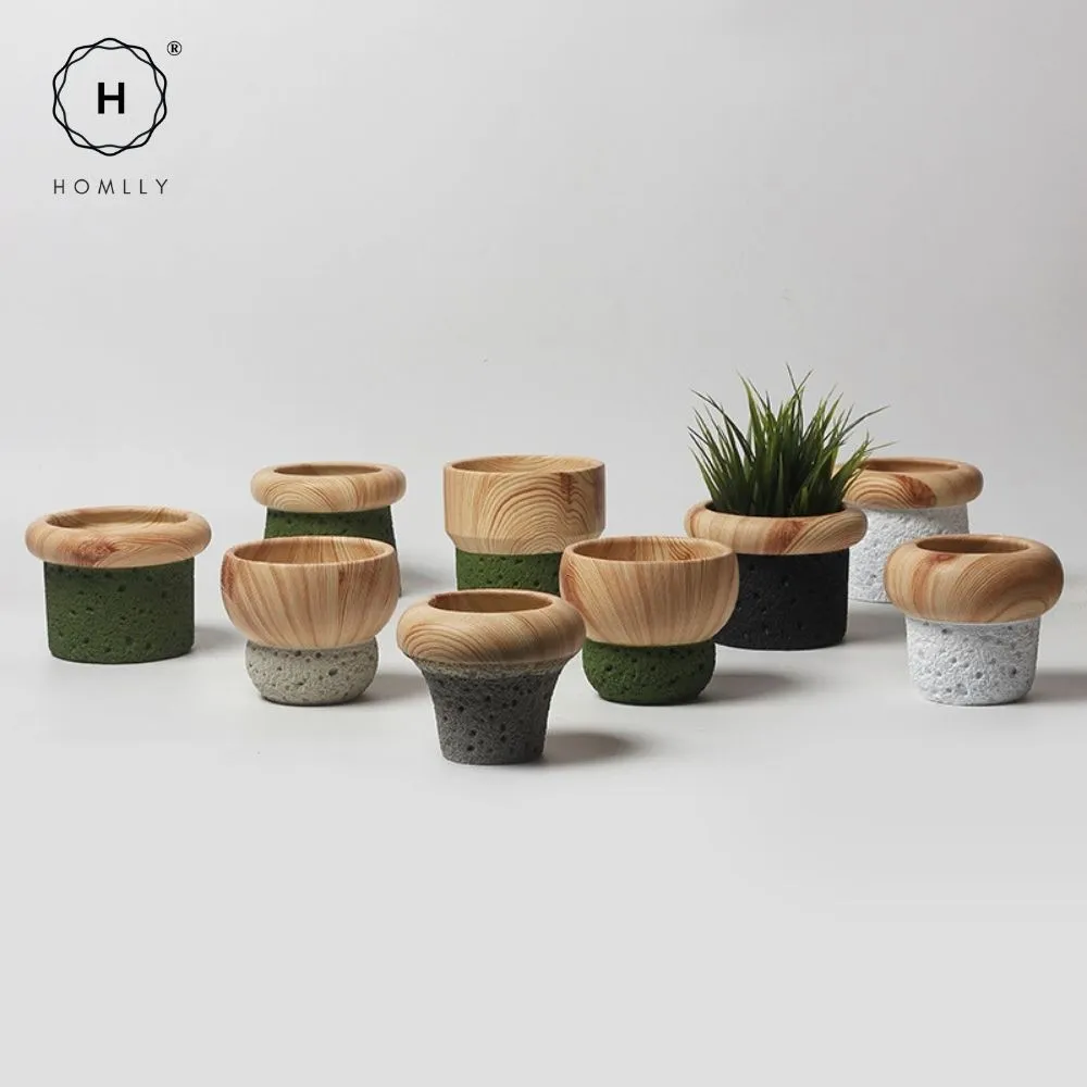 Homlly Nordic Cement Bonsai Green Flower Pot (Different Colors)