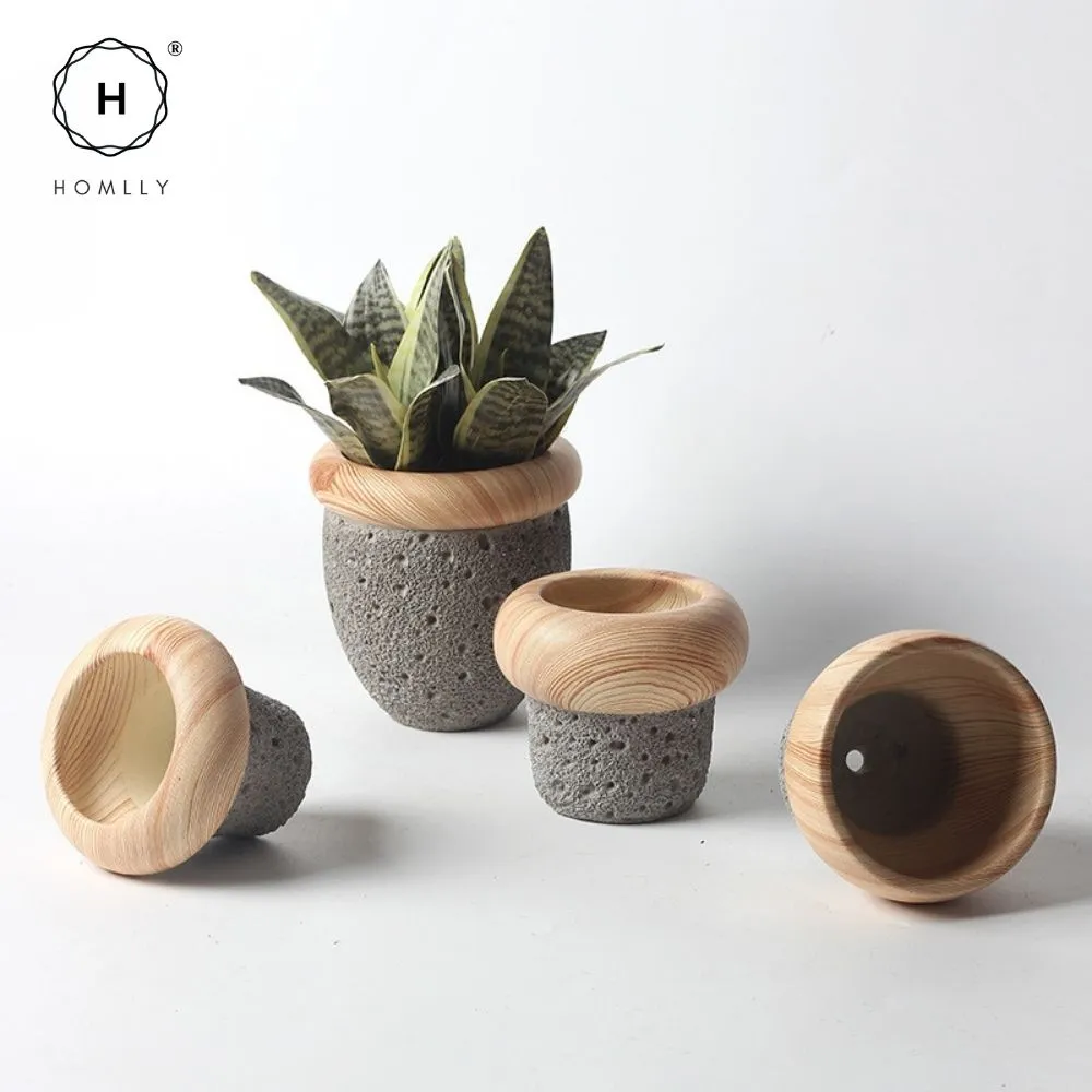 Homlly Nordic Cement Bonsai Green Flower Pot (Different Colors)
