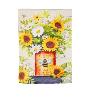 Honey Bee Tin with Sunflowers Garden Suede Flag,14s10338