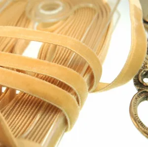 Honey Velvet Ribbon Vintage from Germany 9mm