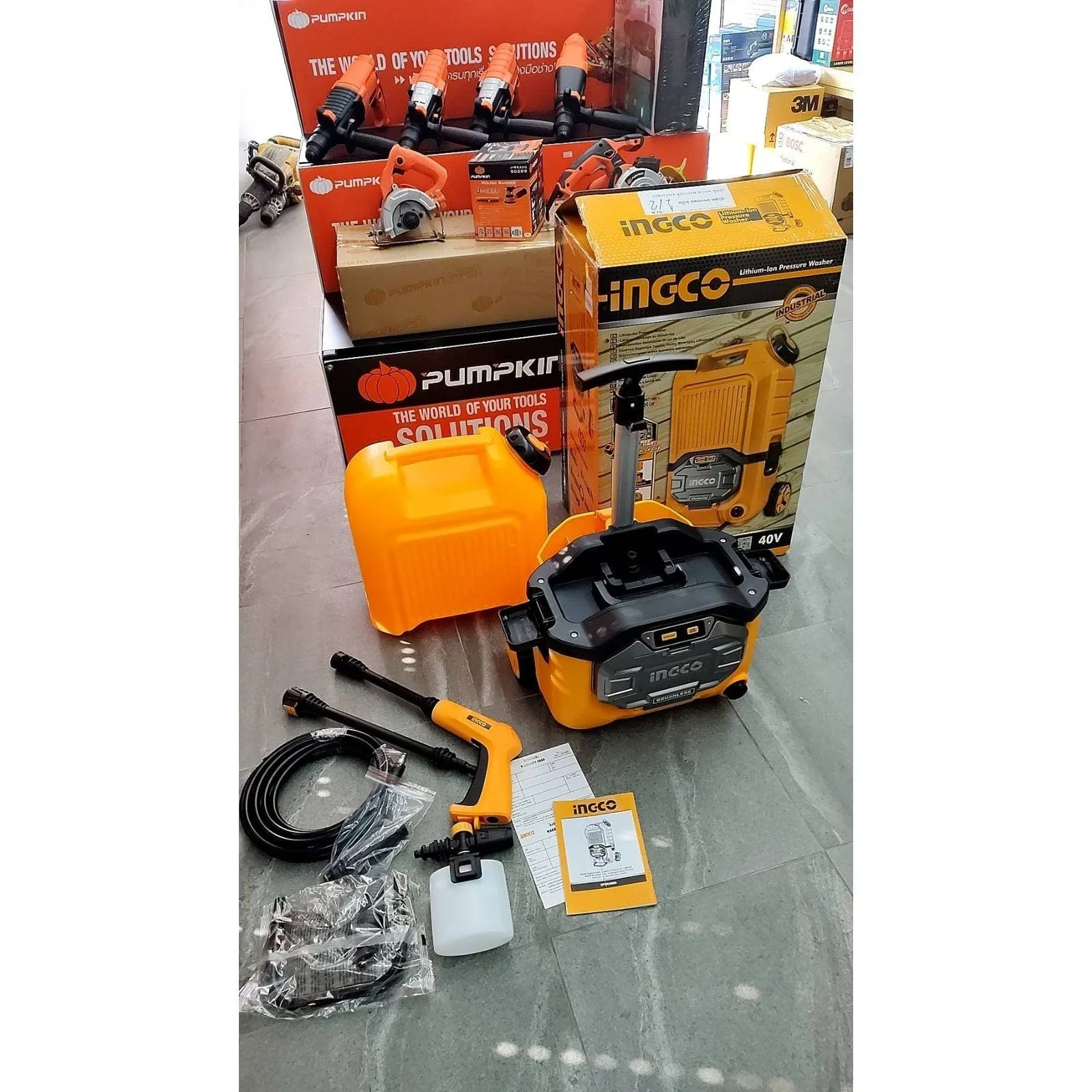 Ingco Brushless Li-ion Cordless High Pressure Washer with 80 Bar Pressure & 15L Water Tank – CPWLI4006