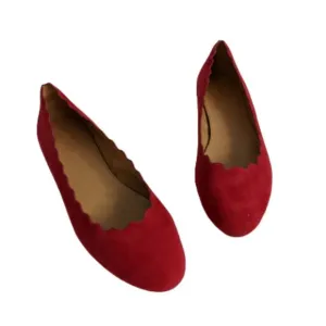 J. Crew Factory Dark Poppy Suede Scalloped Flats 5