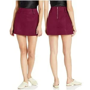 Jack By BB Dakota Women's Faux Suede Secret Mini Skirt Forest Berry Size 8