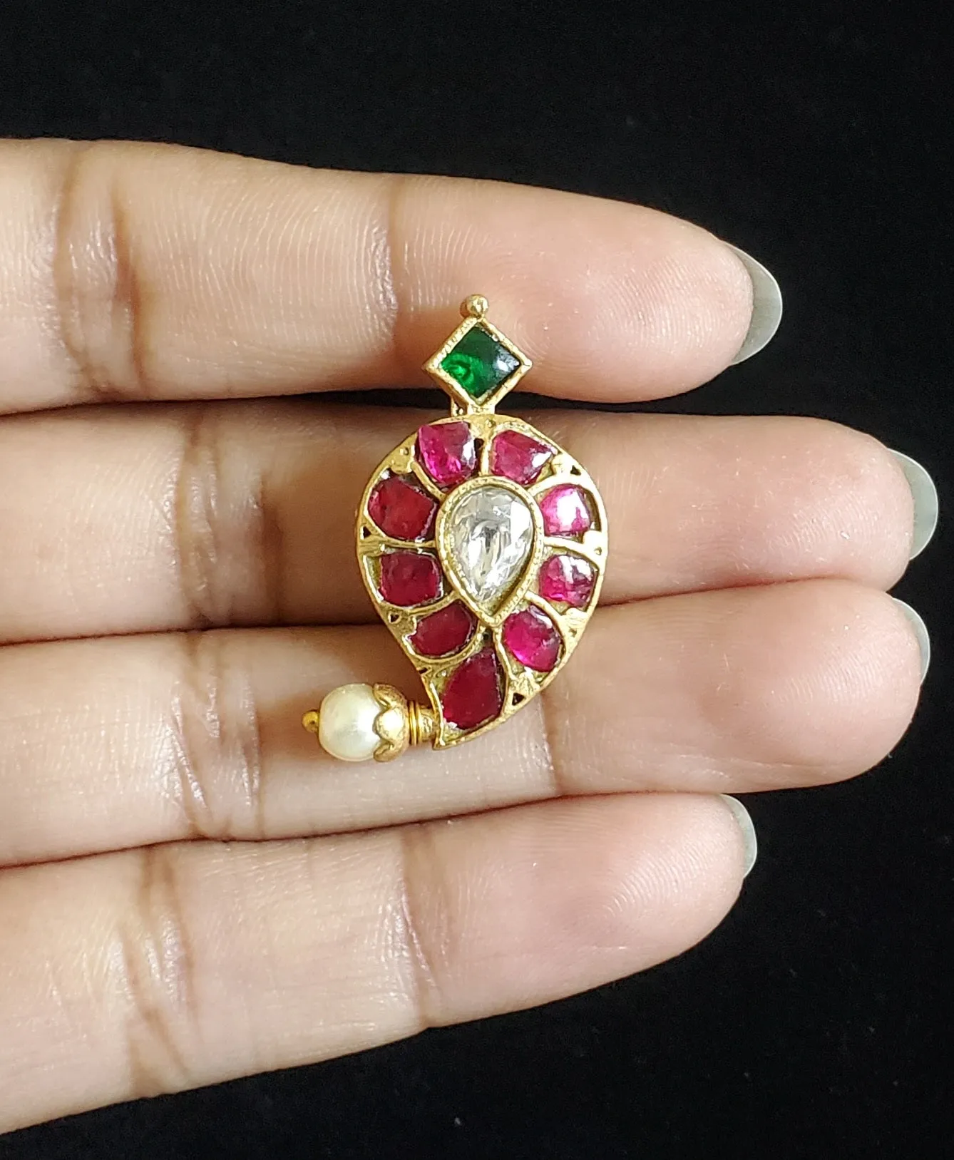 Jadau Kundan Simple Pendant Mango Design U20