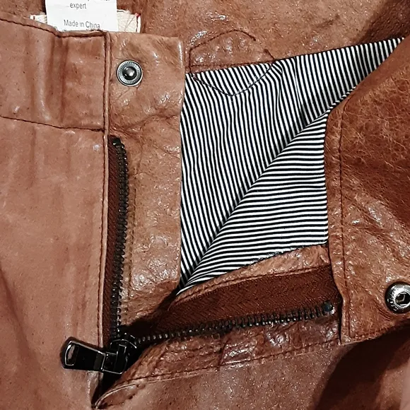 Jakett…etc Anthropologie Brown Flat Front Suede Leather Shorts Size 8.