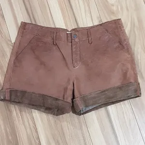 Jakett…etc Anthropologie Brown Flat Front Suede Leather Shorts Size 8.