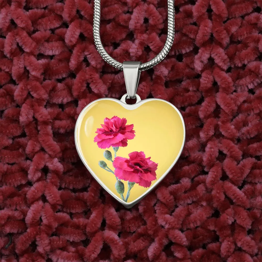 January Birth Flower, Carnation Necklace, September Birth Flower, Aster Necklace, Birth Flower Necklace, January Birthday Gift For Her, Best Friend, Birth Month Flower Necklace - Gold