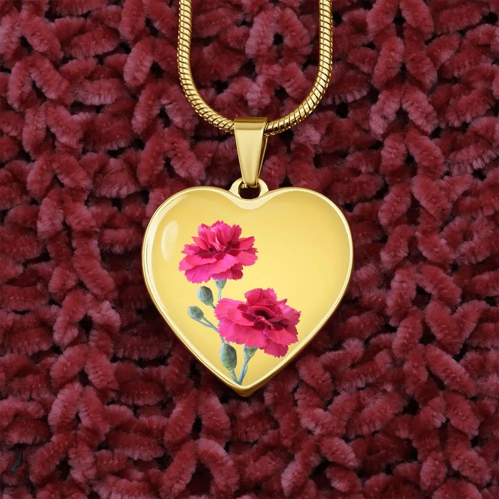 January Birth Flower, Carnation Necklace, September Birth Flower, Aster Necklace, Birth Flower Necklace, January Birthday Gift For Her, Best Friend, Birth Month Flower Necklace - Gold