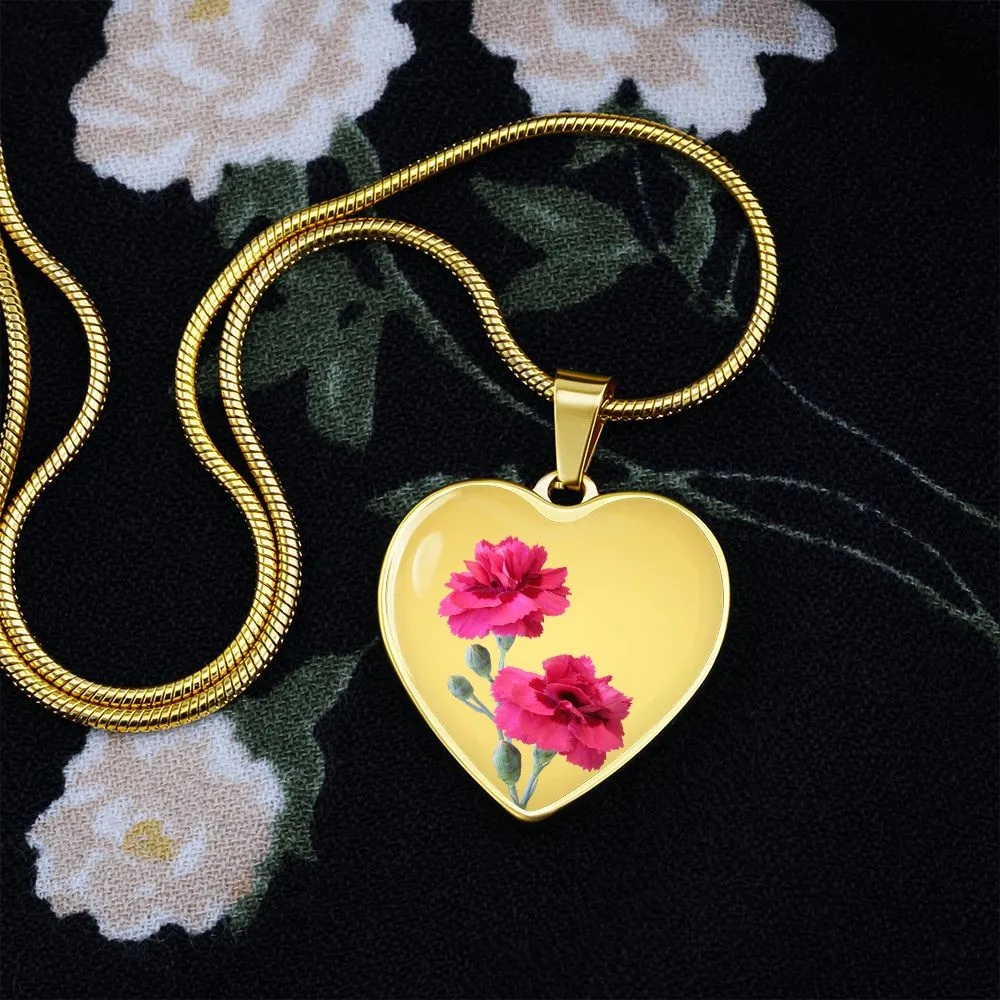 January Birth Flower, Carnation Necklace, September Birth Flower, Aster Necklace, Birth Flower Necklace, January Birthday Gift For Her, Best Friend, Birth Month Flower Necklace - Gold