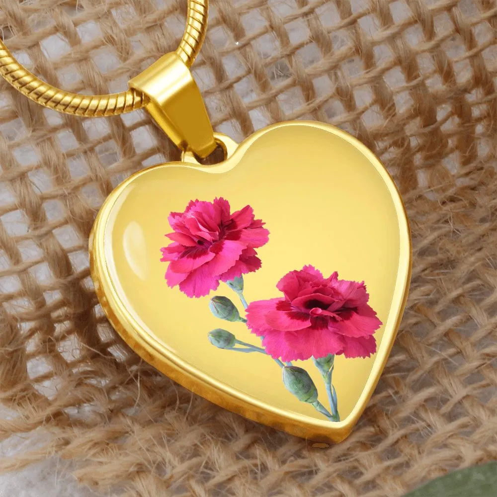 January Birth Flower, Carnation Necklace, September Birth Flower, Aster Necklace, Birth Flower Necklace, January Birthday Gift For Her, Best Friend, Birth Month Flower Necklace - Gold