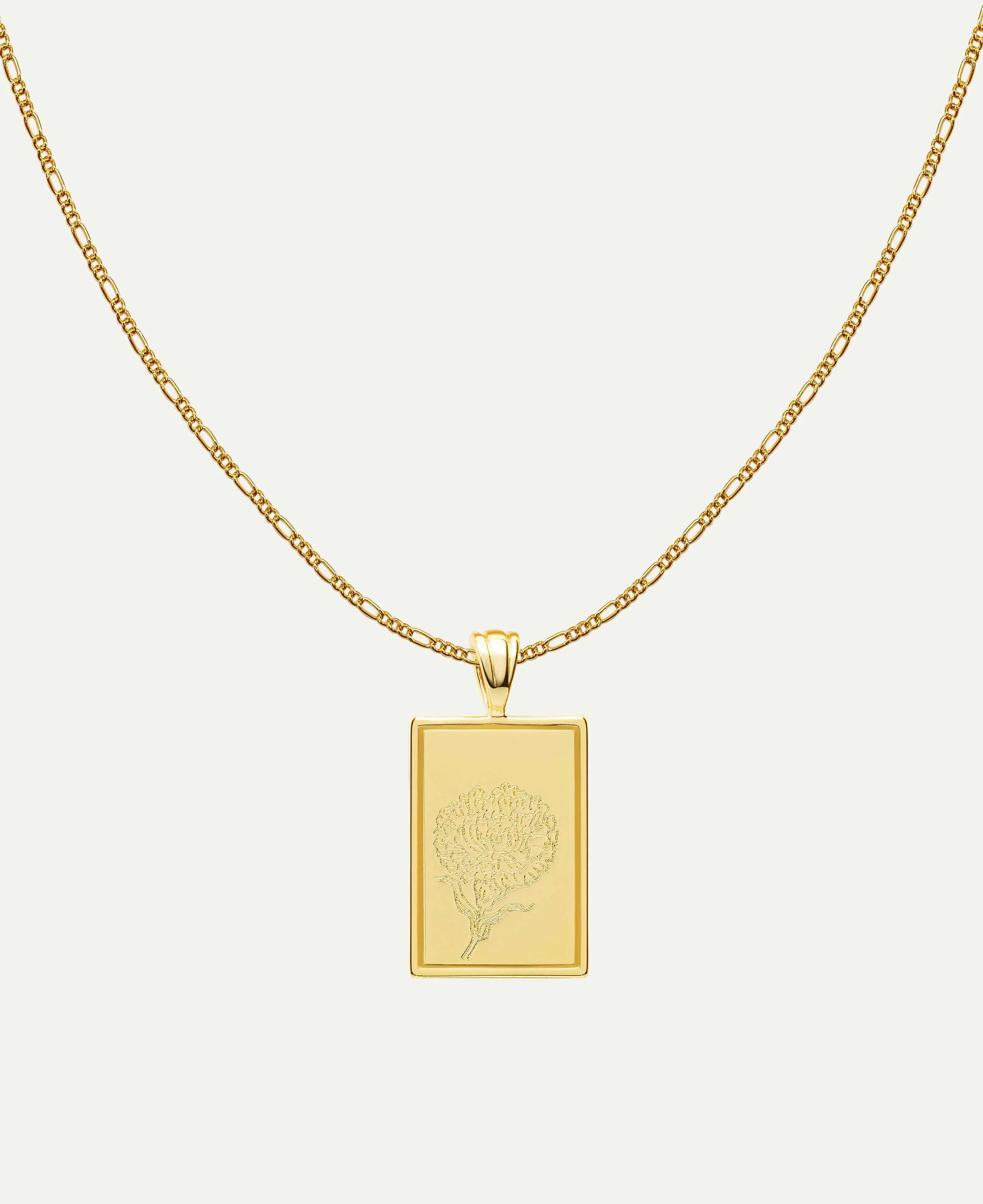 January - Carnation Birth Flower Pendant Necklace