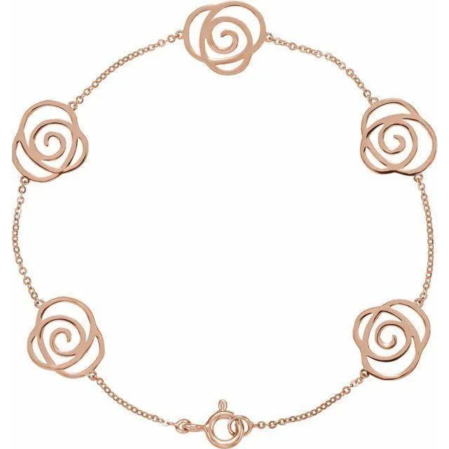 JDSP650102 -14K Rose Floral-Inspired Bracelet