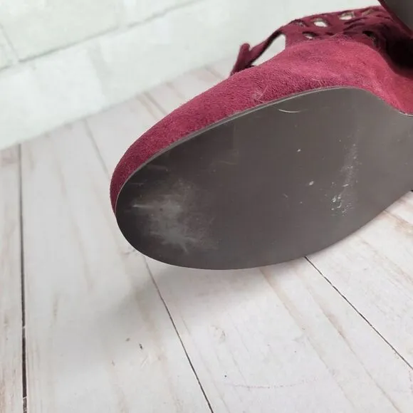 Jeffrey Campbell Burgundy Maroon Suede Mary Jane Wedge Heels